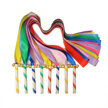 跳舞彩带带棒 舞蹈红丝带棒儿童早操体操彩带棍绸带幼儿园课间操跳舞