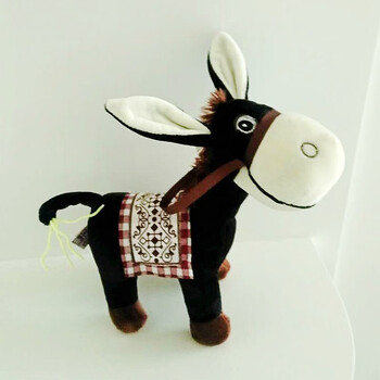 毛驴公仔小毛驴毛绒玩具车载赶集驴布艺玩偶生日礼物黑色25厘米小毛驴