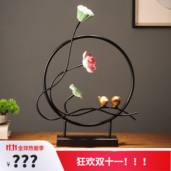 igiftfire高端上档次轻奢新中式禅意荷花莲花茶桌摆件办公室客厅装饰