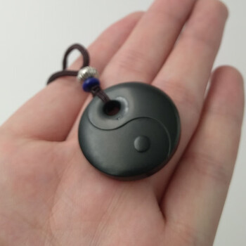 赢夫人 和田玉 黑青玉 青玉 双面太极阴阳鱼玉佩挂件吊坠