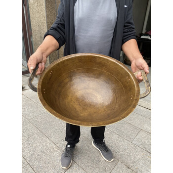 萌依儿老式铜锅家用纯铜炒菜锅加厚双耳熬药锅铜火锅重庆大的 直径50
