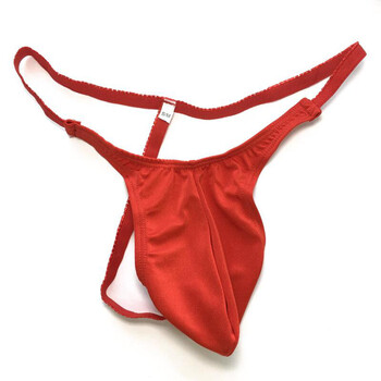 性感露臀男士丁字裤欧美流行泳装料内裤低腰诱惑t裤窄带光臀 红色 s