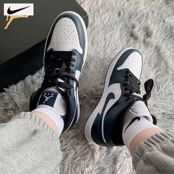 1 aj1中帮秋季耐磨轻便休闲鞋 板鞋 运动篮球鞋 554724-411(黑曜石)