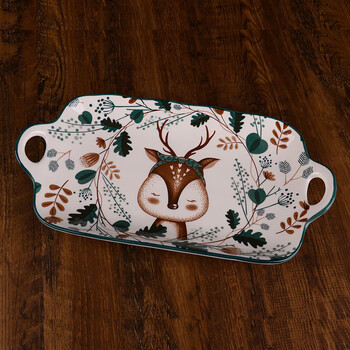 美特隆陶瓷盘子儿童餐盘手柄盘鱼盘菜盘烤盘陶瓷盘小碟子味碟釉下彩