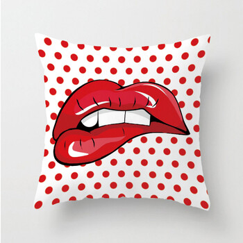 嘻哈网红飘窗卧室靠枕办公室吸睛午休枕 红唇 45x45cm双面图案枕套 芯