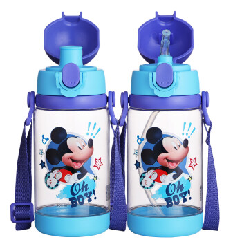迪士尼(Disney)儿童塑料杯夏季创意杯子户外便携随手喝水壶夏天男女小学生宝宝吸管饮水杯520ML DM5012米奇