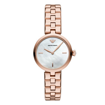 阿玛尼（ Emporio Armani）手表 休闲简约可爱钢带玫瑰金石英 女士腕表 AR11196