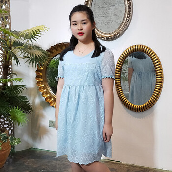 胖女童连衣裙短袖潮流时尚百搭胖女童装2019夏装裙子韩版宽松连衣裙加