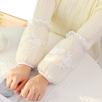 艾予曼 袖套女新款时尚刺绣网纱蕾丝套袖女学生防污短款护袖头袖筒秋