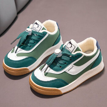 学生加绒软底运动鞋冬季新款男童休闲百搭保暖跑步鞋女童潮流板鞋加绒