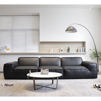 层牛皮大户型现代简约客厅沙发 接触面头层牛皮沙发 双人位180*120*76