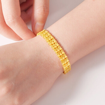 老凤凰黄金手链心形双排足金999手链女黄金双排金表链女款手镯计价