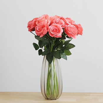 凉笙 北欧轻奢玻璃花瓶摆件现代简约透明创意插花客厅家居样板房摆设