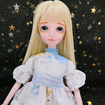 画眼芭比可儿画眼14关节体整娃公主洋娃娃改妆成品人形玩偶 姜黄色 16