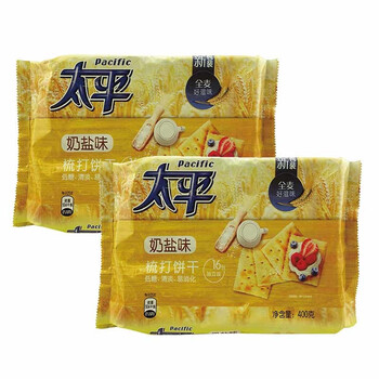太平 梳打饼 奶盐味 400gx2 袋装 多种口味选择 苏打饼干咸味饼干零食