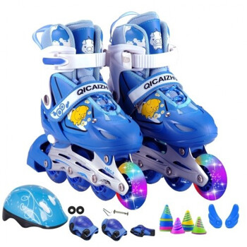 绿野客2022新款溜冰鞋儿童直排轮旱冰鞋全套小孩滑冰鞋可调轮滑鞋男童