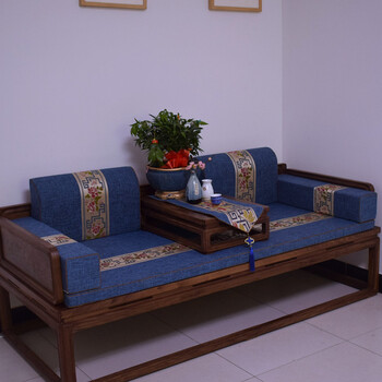 罗汉床坐垫防滑古典红木椰棕沙发垫实木家具圈椅垫棉麻靠垫a款靠背五