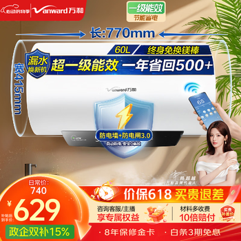 万和（Vanward）【国家补贴】【节能星】家用速热储水式电热水器2200W一级能效节能省电自动断电Q2热水器上门安装 60L 3-4人洗【防电墙】咨询客服享底价 一级能效|双防护盾安全洗
