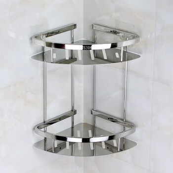 304不锈钢卫生间三角篮免打孔浴室厕所置物架洗澡间收纳架子厨卫五金