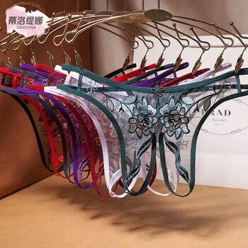 开裆内裤女性感蕾丝诱惑无档免脱三角裤衩女透明丁字裤蕾丝性感迷人