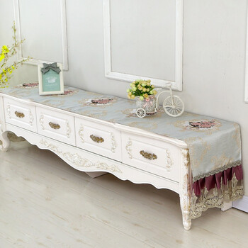 御目 电视柜罩 欧式布艺蕾丝加厚防尘罩家居电视柜鞋柜钢琴套桌布液晶