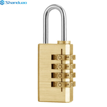 SHANDUAO 黄铜挂锁密码挂锁 防盗拉杆箱锁背包锁柜门锁ADS696型号 4轮密码（中号）