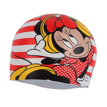 洲克儿童卡通硅胶泳帽护发护耳舒适不勒可爱男女童游泳帽米妮3228红白