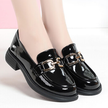 路麦恩小皮鞋女英伦风厚底春季2022新款漆皮乐福鞋子一脚蹬低跟妈妈单