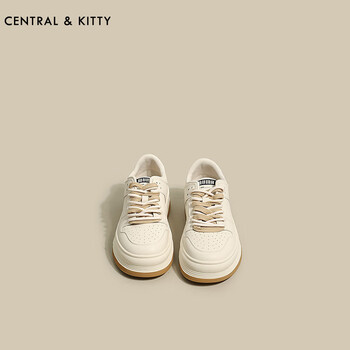 central&kitty厚底小白鞋真皮德训鞋内增高老爹鞋女春秋冬季阿甘