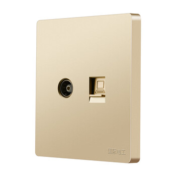 86型家装墙壁电脑电视插座tv有线带网络网线口插座连体面板香槟金