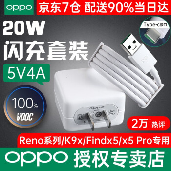 OPPO原装闪充数据线r17 findx3 Reno6 7se ace k9 Pro快充tc手机通用 20W Type-c闪充套装【头+线】