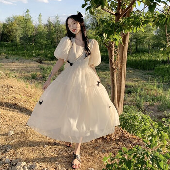 连衣裙2022新款中大童仙女裙初中生少女网纱裙子仙女裙m码建议90100斤