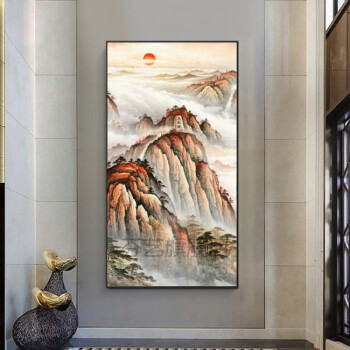 风水画 山水画客厅风景有山无水国画泰山画靠山图鸿运当头大山玄关