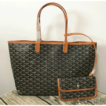 高雅德goyard戈雅包女狗牙中号帆布购物袋大号托特包单面mini同款 浅