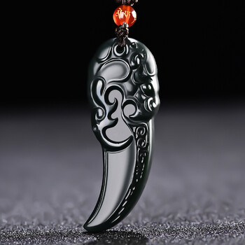 靳钰晨和田玉狼牙玉吊坠白玉款青玉款双面雕刻男女款狼牙玉坠玉石玉