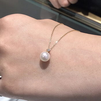 老凤祥珍珠项链正圆强光一颗珍珠项链女温柔气节日礼物送女友 一颗