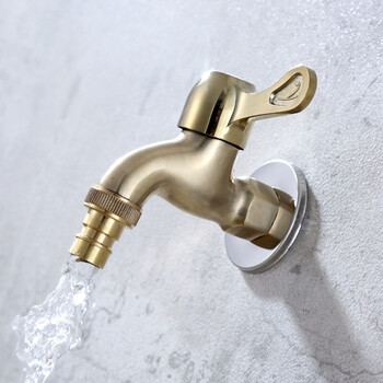 全铜洗衣机水龙头单冷快开铜阀芯接管水嘴带咀黄铜金色卫浴洁具 4分全