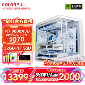 七彩虹AMD锐龙9800X3D/RTX5070Ti/5090/5080显卡主机DIY台式机电脑直播AI渲染三角洲行动游戏组装整机 R7 9800X3D+RTX5070丨二