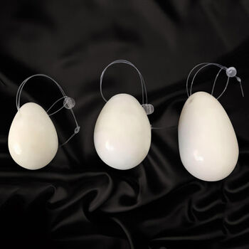 玉蛋功釉石女子洗髓功私密玉蛋垂吊专用吊具护阴练功的蛋玉石陈见白色