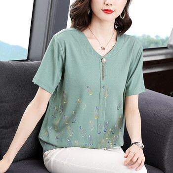 雪艺鸟女士半袖夏款t恤短袖四十岁女人衣服夏装上衣打底衫t恤中年装
