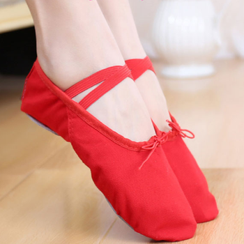 舞鞋男女训练形体鞋练舞鞋女瑜伽鞋古典民族舞蹈鞋猫爪鞋 布头 红色