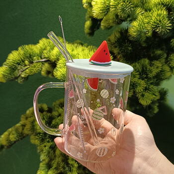 samtwos奶茶杯可循环创意新款高硼硅透明玻璃杯可爱水果高颜值家用