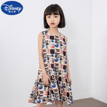 迪士尼（DISNEY） 女童连衣裙2023童装新款印花背心裙女孩裙子洋气儿童公主裙 花色 110cm