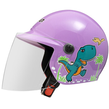 头盔电动车卡通男女宝宝亲子款半盔四季摩托车小孩安全帽 紫色恐龙 s