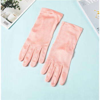 维能夏季桑蚕丝薄款手套女短款冰丝骑车透气开车防晒真丝手套 粉色