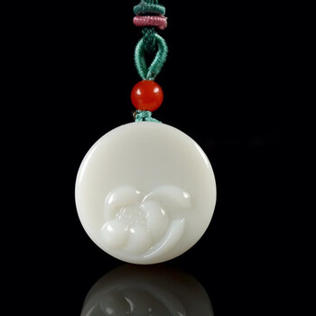 贵州罗甸料和田玉荷花吊坠白玉莲花玉佩挂件送家人朋友礼物岁阳 含链