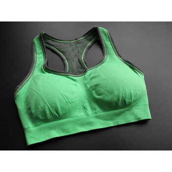 背心式女防震运动文胸无钢圈女士健身跑步防震运动内衣文胸 浅绿色 s
