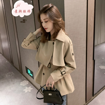 2019秋季新款韩版英伦风卡其色短风衣女宽松小个子外套设计感上衣