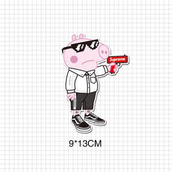 汽车油箱贴纸小猪佩奇个性搞笑创意反光装饰尾箱车贴潮牌supreme 白