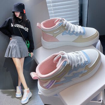 秋款初中生女孩跑步鞋球鞋女生秋天穿的高帮鞋大童少女高腰运动鞋波鞋